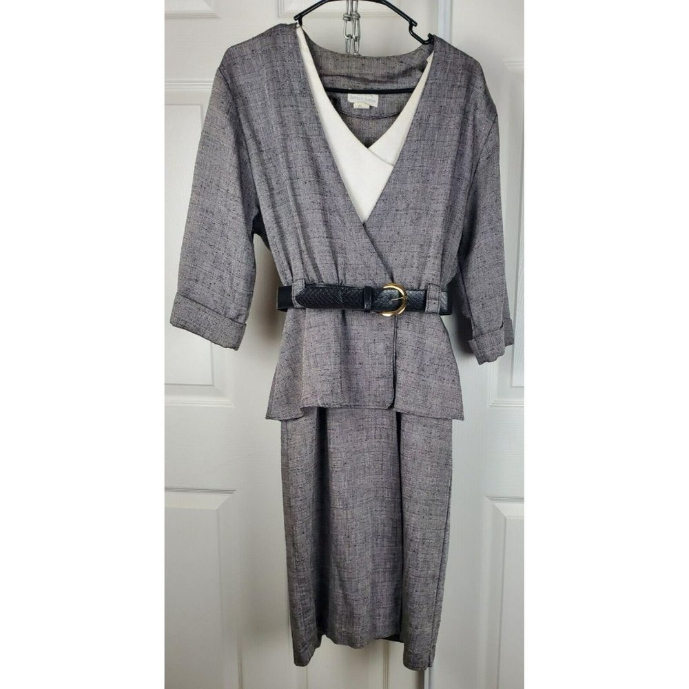 Vintage 90s BETSYS THINGS Peplum DRESS Ladies Size 9/10 Career Retro Made In USA